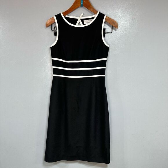 Papell Boutique Black Dress with White Accents - Picture 3 of 7